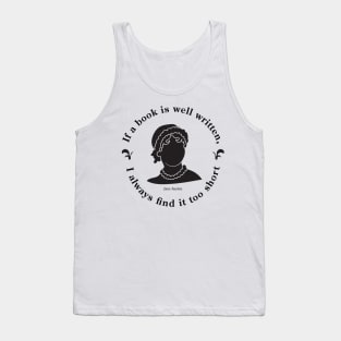 Black and White Jane Austen Book Quote Design Tank Top